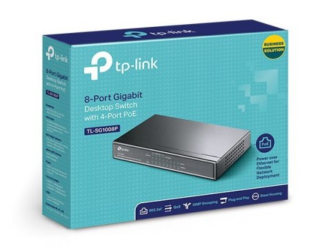 TP-LINK | Switch | TL-SG1008P | Niezarządzalny | Desktop | Porty 1 Gb/s (RJ-45) w liczbie 8 | Porty PoE w liczbie 4 | Typ zasila TP-LINK | Switch | TL-SG1008P | Niezarządzalny | Desktop | Porty 1 Gb/s (RJ-45) w liczbie 8 | Porty PoE w liczbie 4 | Typ zasila