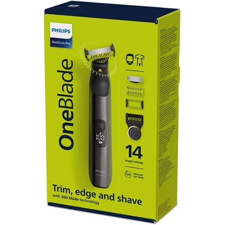 Trymer do włosów, twarzy i ciała Philips QP6551/15 OneBlade Pro | Bezprzewodowy, Mokry i Suchy, 14 Długości Strzyżenia | Czarno- Trymer do włosów, twarzy i ciała Philips QP6551/15 OneBlade Pro | Bezprzewodowy, Mokry i Suchy, 14 Długości Strzyżenia | Czarno-