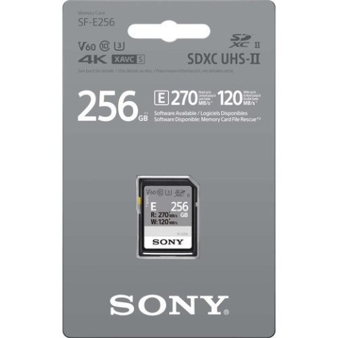 Sony | SF-E Series UHS-II SDXC Memory Card | SF-E256 | 256 GB | SDXC | Flash memory class 10 Sony | SF-E Series UHS-II SDXC Memory Card | SF-E256 | 256 GB | SDXC | Flash memory class 10