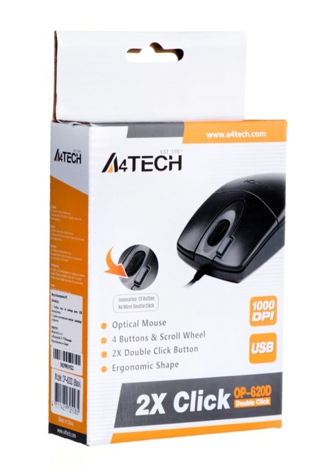 Mysz A4 TECH A4TMYS30398 (optyczna; 800 DPI; kolor czarny) Mysz A4 TECH A4TMYS30398 (optyczna; 800 DPI; kolor czarny)