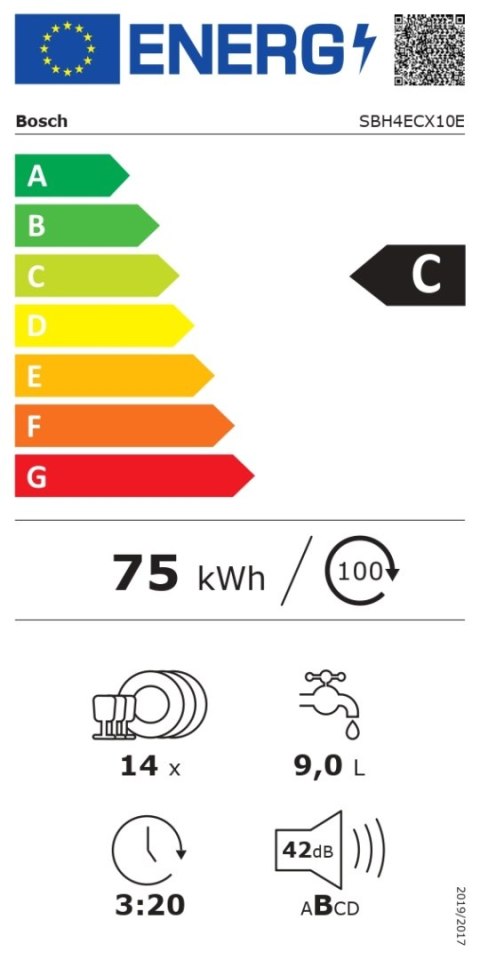 Bosch | Zmywarka | SBH4ECX10E | Do zabudowy | Szerokość 60 cm | Liczba kompletów naczyń 14 | Liczba programów 6 | Klasa efektywn Bosch | Zmywarka | SBH4ECX10E | Do zabudowy | Szerokość 60 cm | Liczba kompletów naczyń 14 | Liczba programów 6 | Klasa efektywn