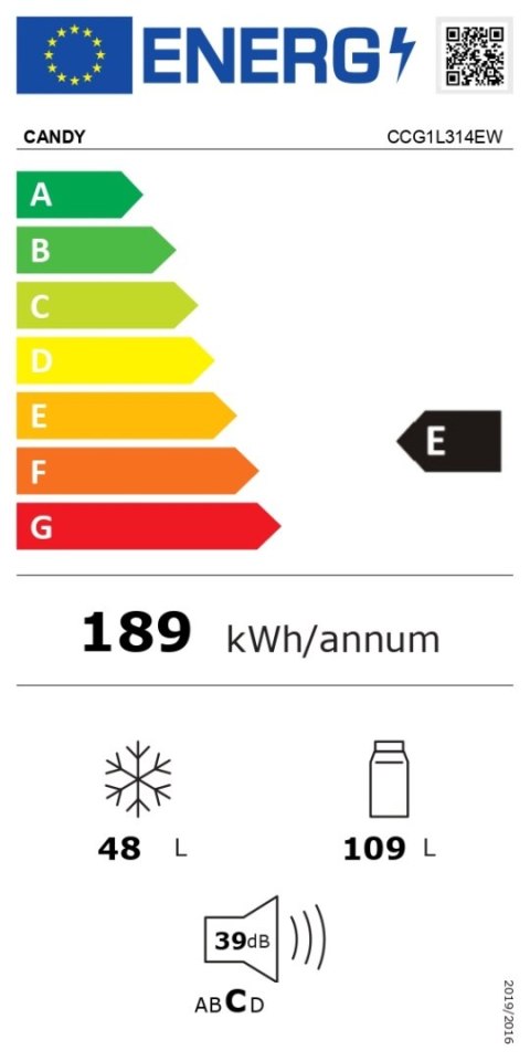 Candy | Chłodziarka | CCG1L314EW | Klasa efektywności energetycznej E | Wolnostojąca | Kombi | Wysokość 144 cm | Pojemność chłod Candy | Chłodziarka | CCG1L314EW | Klasa efektywności energetycznej E | Wolnostojąca | Kombi | Wysokość 144 cm | Pojemność chłod