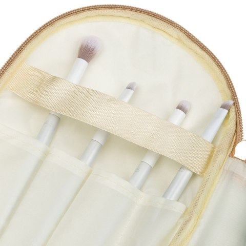 Lekka, beżowa kosmetyczka-kuferek na kosmetyki pokryta roślinnym wzorem - Peterson Lekka, beżowa kosmetyczka-kuferek na kosmetyki pokryta roślinnym wzorem - Peterson
