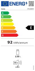Lodówka Candy | CMLS68EW | Klasa efektywności energetycznej E | Do zabudowy | Spiżarnia | Wysokość 82 cm | Pojemność chłodziarki