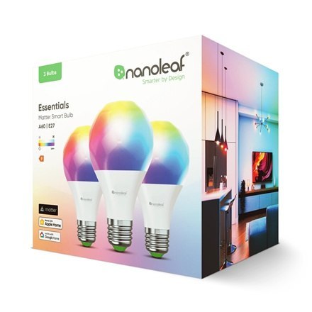 Nanoleaf Essentials Smart Żarówka A60 E27 Matter 9W 806Lm RGBCW 2700-6500K, 3 szt. op. Nanoleaf | Nanoleaf Essentials Smart Żaró Nanoleaf Essentials Smart Żarówka A60 E27 Matter 9W 806Lm RGBCW 2700-6500K, 3 szt. op. Nanoleaf | Nanoleaf Essentials Smart Żaró