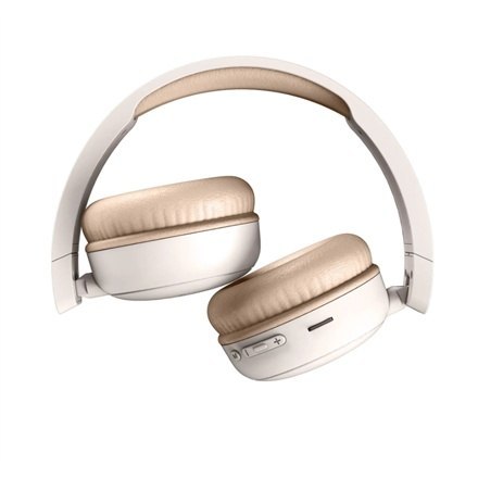 Słuchawki bezprzewodowe Energy Sistem z radiem FM i Bluetooth w kolorze kremowym, nauszne z mikrofonem Słuchawki bezprzewodowe Energy Sistem z radiem FM i Bluetooth w kolorze kremowym, nauszne z mikrofonem