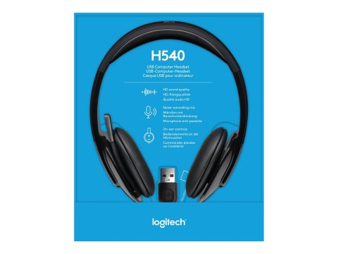 Logitech | Zestaw słuchawkowy | H540 | Nauszny USB Typ-A | Czarny Logitech | Zestaw słuchawkowy | H540 | Nauszny USB Typ-A | Czarny