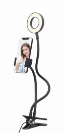 Światło pierścienia do selfie Gembird z uchwytem na telefon | Gembird LED-RING4-PH-01 | Regulacja jasności | Metal + ABS | Czarn