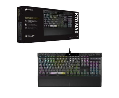 Corsair | MGX Switch | Gaming Keyboard | K70 MAX RGB | Gaming Keyboard | Wired | RGB LED light | NA | Black | Magnetic-Mechanica Corsair | MGX Switch | Gaming Keyboard | K70 MAX RGB | Gaming Keyboard | Wired | RGB LED light | NA | Black | Magnetic-Mechanica