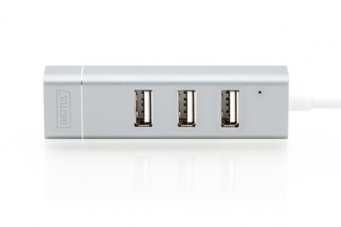 Digitus | 3-portowy koncentrator USB typu C + karta sieciowa Fast Ethernet | DA-70253 Digitus | 3-portowy koncentrator USB typu C + karta sieciowa Fast Ethernet | DA-70253