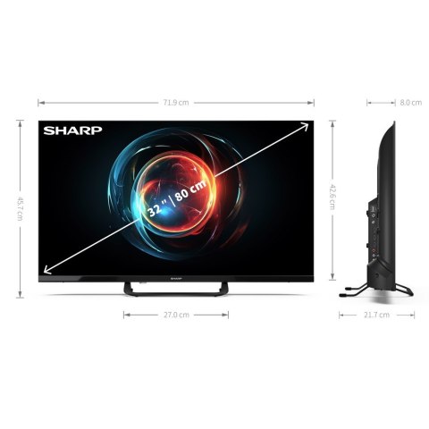 Sharp | 32FH8E | 32" (81cm) | Smart TV | Android 11 | FHD | Czarny Sharp | 32FH8E | 32" (81cm) | Smart TV | Android 11 | FHD | Czarny