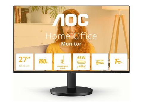 AOC Q27B3CF2 | 27 " | IPS | QHD | 16:9 | 100 Hz | 1 ms | 2560 x 1440 pikseli | 350 cd/m² | Porty HDMI w ilości 1 | Czarny | Gwar AOC Q27B3CF2 | 27 " | IPS | QHD | 16:9 | 100 Hz | 1 ms | 2560 x 1440 pikseli | 350 cd/m² | Porty HDMI w ilości 1 | Czarny | Gwar