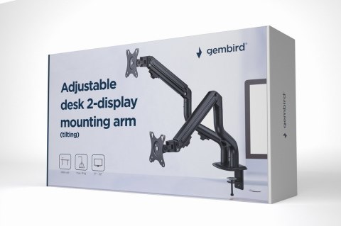 GEMBIRD BIURKOWE REGULOWANE RAMIĘ/UCHWYT NA 2 MONITORY 17-32, 100X100MM, DO 8 KG GEMBIRD BIURKOWE REGULOWANE RAMIĘ/UCHWYT NA 2 MONITORY 17-32, 100X100MM, DO 8 KG
