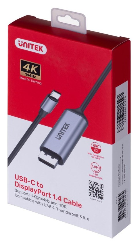 UNITEK KABEL ADAPTER USB-C - DP 1.4 8K 60HZ 1,8M UNITEK KABEL ADAPTER USB-C - DP 1.4 8K 60HZ 1,8M