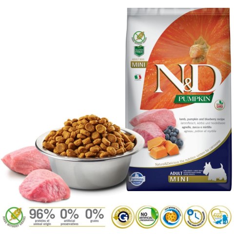 FARMINA N&D Pumpkin Lamb&Blueberry Mini Adult - sucha karma dla psa - 7 kg