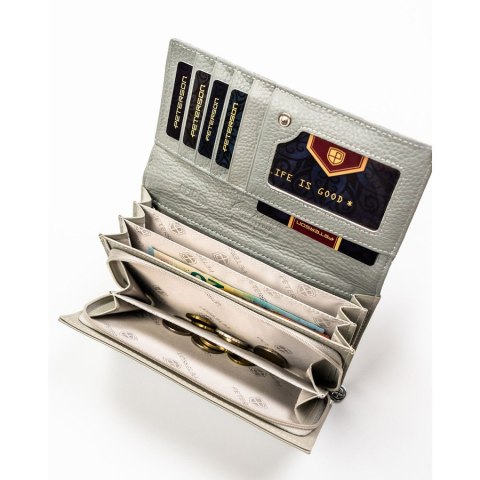 Duży portfel damski z systemem RFID odszyty z wielokolorowej skóry naturalnej i ekologicznej - Peterson Duży portfel damski z systemem RFID odszyty z wielokolorowej skóry naturalnej i ekologicznej - Peterson