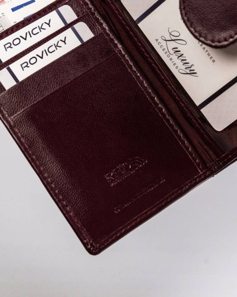 Skórzany portfel damski z systemem RFID Protect - Rovicky Skórzany portfel damski z systemem RFID Protect - Rovicky