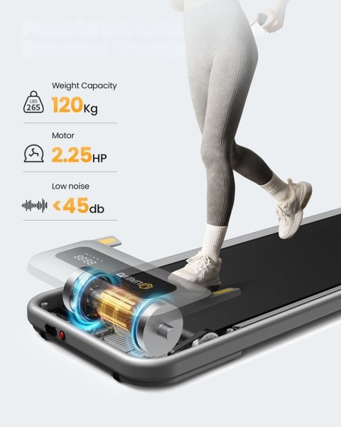 Bieżnia Urevo U1 Smart Walkingpad + Biurko regulowane elektrycznie TUCKANO czarny/orzech