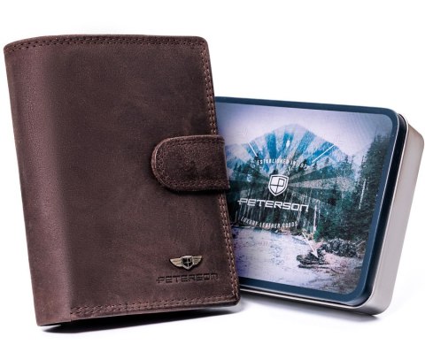 Nubukowy portfel męski z systemem RFID Protect - Peterson Nubukowy portfel męski z systemem RFID Protect - Peterson