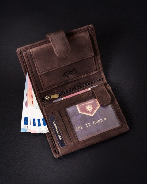 Nubukowy portfel męski z systemem RFID Protect - Peterson Nubukowy portfel męski z systemem RFID Protect - Peterson