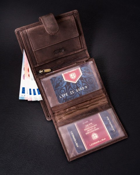 Nubukowy portfel męski z systemem RFID Protect - Peterson Nubukowy portfel męski z systemem RFID Protect - Peterson