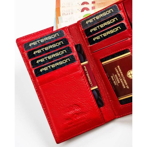 Portfel damski z wieloma przegródkami czerwony - Peterson Portfel damski z wieloma przegródkami czerwony - Peterson