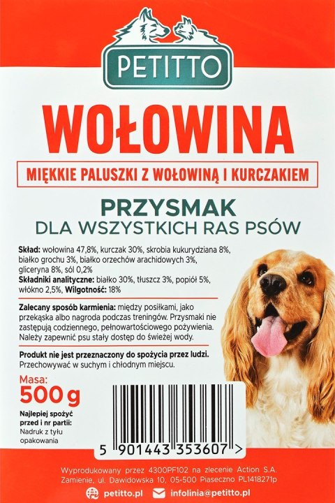 PETITTO - Miękkie Paluszki z Wołowiny - Przysmak dla psa - 500g PETITTO - Miękkie Paluszki z Wołowiny - Przysmak dla psa - 500g