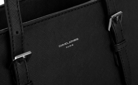 Pojemna shopperka damska ze skóry ekoloagicznej z dopinanym paskiem - David Jones Pojemna shopperka damska ze skóry ekoloagicznej z dopinanym paskiem - David Jones
