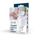 GEMBIRD 2-PORTOWA ŁADOWARKA SIECIOWA 2X USB-A, BIAŁA