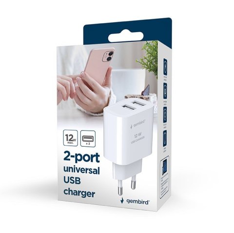 GEMBIRD 2-PORTOWA ŁADOWARKA SIECIOWA 2X USB-A, CZARNA GEMBIRD 2-PORTOWA ŁADOWARKA SIECIOWA 2X USB-A, CZARNA