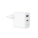 GEMBIRD 2-PORTOWA SZYBKA ŁADOWARKA SIECIOWA GAN (PD) USB (A+C), 65W, BIAŁA