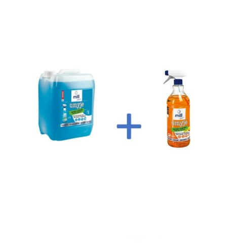 MILL UMYJE Płyn do mycia szyb 5L+Płyn Pomarań 1,22L