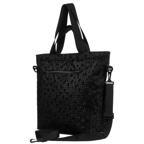 Wygodny shopper damski z poliestru w czarnym kolorze - Rovicky Wygodny shopper damski z poliestru w czarnym kolorze - Rovicky