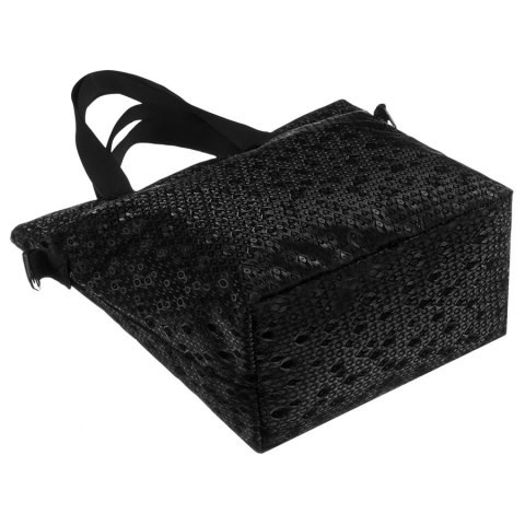 Wygodny shopper damski z poliestru w czarnym kolorze - Rovicky Wygodny shopper damski z poliestru w czarnym kolorze - Rovicky