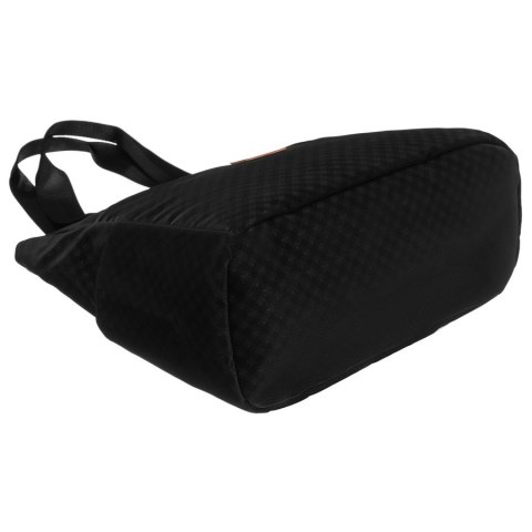 Czarny shopper damski z poliestru pokrytego geometrycznym wzorem - Rovicky Czarny shopper damski z poliestru pokrytego geometrycznym wzorem - Rovicky