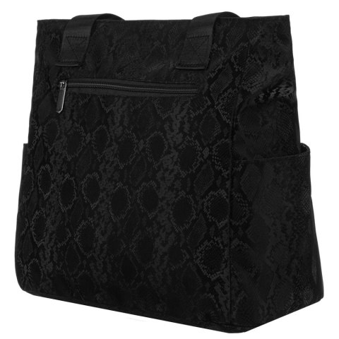Czarny shopper damski z poliestru zawieszony na wygodnych uchwytach - Rovicky Czarny shopper damski z poliestru zawieszony na wygodnych uchwytach - Rovicky