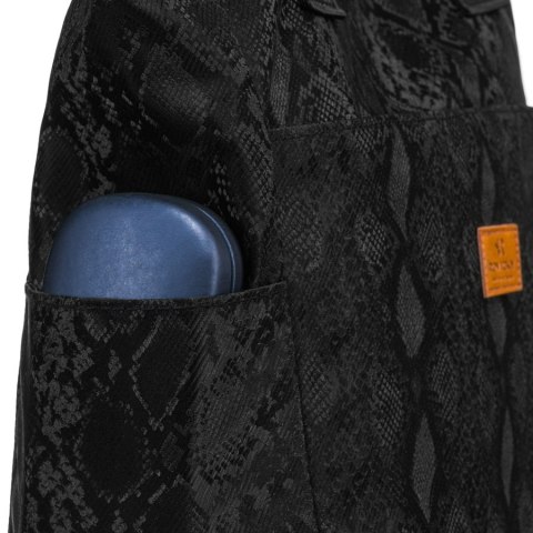 Czarny shopper damski z poliestru zawieszony na wygodnych uchwytach - Rovicky Czarny shopper damski z poliestru zawieszony na wygodnych uchwytach - Rovicky
