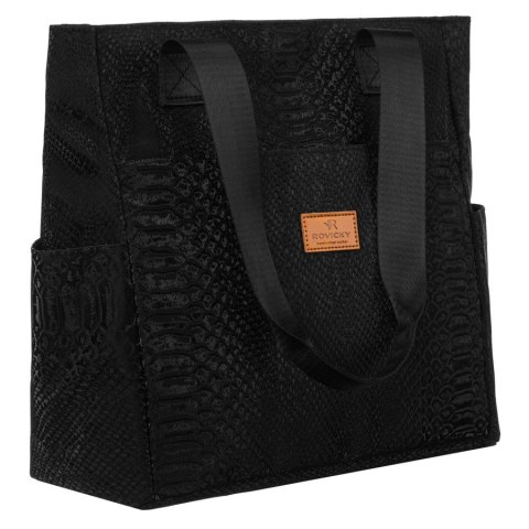 Duży shopper damski z poliestru w czarnym kolorze - Rovicky Duży shopper damski z poliestru w czarnym kolorze - Rovicky