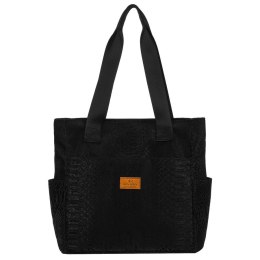 Duży shopper damski z poliestru w czarnym kolorze - Rovicky