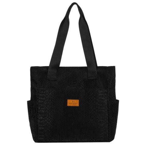 Duży shopper damski z poliestru w czarnym kolorze - Rovicky Duży shopper damski z poliestru w czarnym kolorze - Rovicky