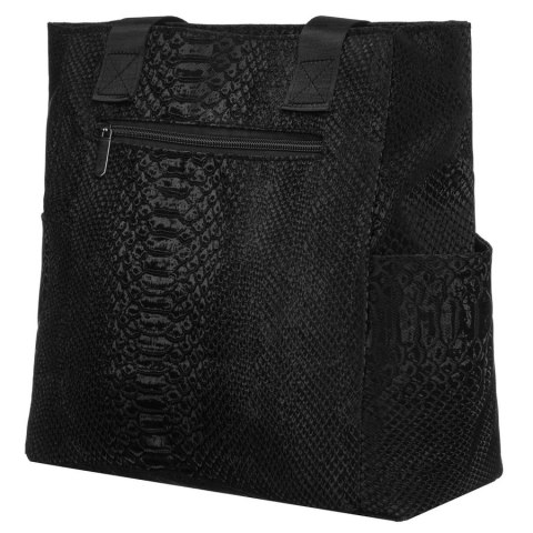 Duży shopper damski z poliestru w czarnym kolorze - Rovicky Duży shopper damski z poliestru w czarnym kolorze - Rovicky