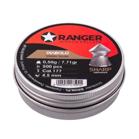 Śrut 4,5 mm RANGER Diabolo Classic Sharp Grooved szpic molet. 500 szt. 0,50 g