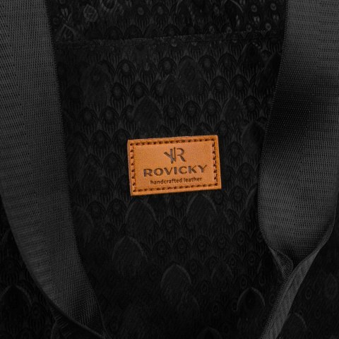 Torba materiałowa shopper w czarnym kolorze - Rovicky Torba materiałowa shopper w czarnym kolorze - Rovicky