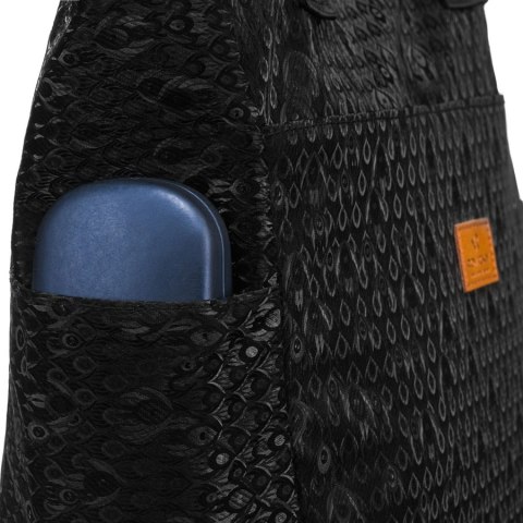Torba materiałowa shopper w czarnym kolorze - Rovicky Torba materiałowa shopper w czarnym kolorze - Rovicky