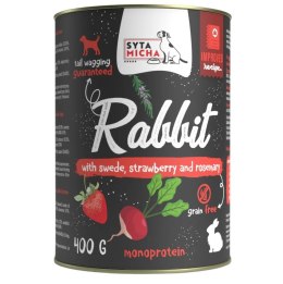 SYTA MICHA królik z brukwią i truskawką mokra karma dla psa 400g