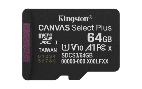 KINGSTON microSDXC 64GB Canvas Select Plus 3 + ADP KINGSTON microSDXC 64GB Canvas Select Plus 3 + ADP