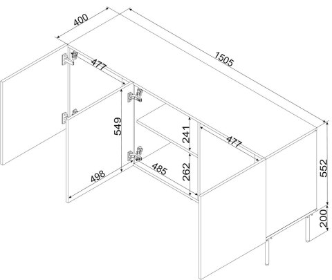 Komoda ISLA 150,5x40x75 czarny mat Komoda ISLA 150,5x40x75 czarny mat