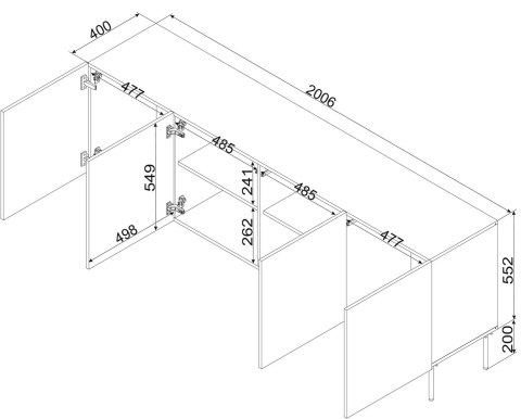 Komoda ISLA 200x40x75 czarny mat Komoda ISLA 200x40x75 czarny mat