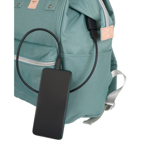 Pojemny, miętowy plecak na laptopa z portem USB - Himawari Pojemny, miętowy plecak na laptopa z portem USB - Himawari