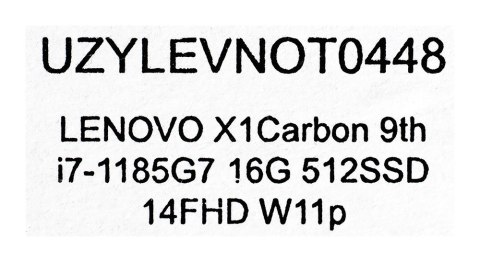 LENOVO X1 Carbon Gen.9 9th i7-1185G7 16GB 512GB SSD 14" FHD+ Win11pro + zasilacz UŻYWANY LENOVO X1 Carbon Gen.9 9th i7-1185G7 16GB 512GB SSD 14" FHD+ Win11pro + zasilacz UŻYWANY